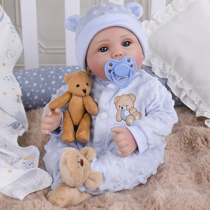 Milidool Lifelike Reborn Baby Dolls Boy- 18-Inch Soft Body Realistic-Newborn Real Life Baby Dolls for Kids Age 3+