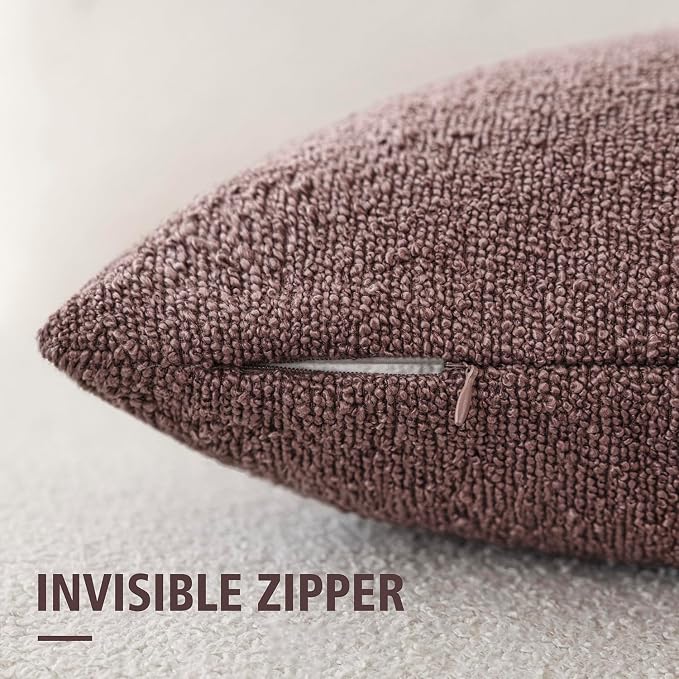 Foindtower Pack of 2, Decorative Textured Boucle Throw Pillow Covers Neutral Accent Solid Pillow Cases Cozy Soft Couch Cushion Case for Chair Sofa Bedroom Living Room Home Decor 22x22 Inch Dark purple