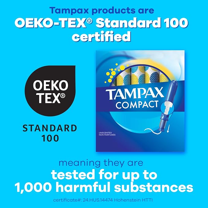 Tampax Compact Pearl Tampons for Women, with LeakGuard Braid & Extendable Applicator, Super Absorbency, Compact Extendable Applicator, Unscented, 32 Count
