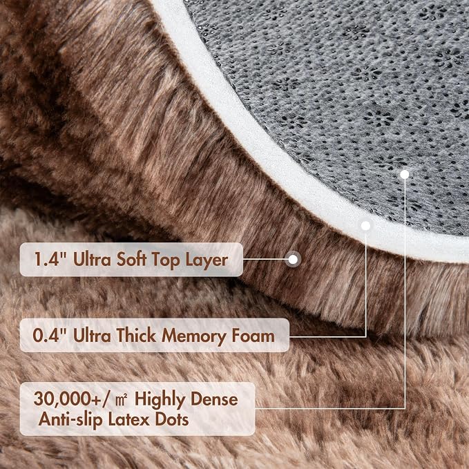 5x7 Ft Shag Brown Area Rug for Bedroom Living Room, Tie-Dyed Ultra Soft Fluffy Furry Rugs for Indoor Floor, Aesthetic Carpet for Kids Home Decor (Coffee)