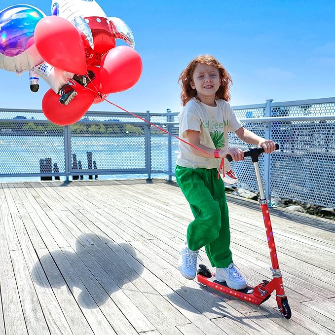 Jetson Jupiter Kids 2-Wheel Light-Up Kick Scooter, LED Lights on Handlebar, Stem, Wheels & Deck, Adjustable Handlebar, Rear Brake, Easy-Folding Mechanism, Ages 5+