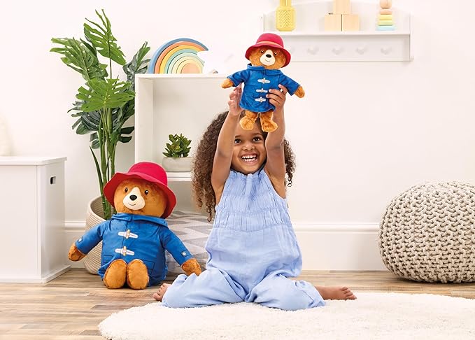 Mighty Mojo Paddington Bear Plush Doll – 10-Inch Standing, 8-Inch Sitting, Super Soft & Cuddly | Official Paddington in Peru Movie Toy – Embroidered Details, Stuffed Animal for Ages 3+