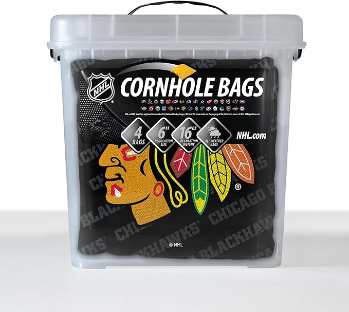 YouTheFan Officially-Licensed NHL Set of 4 Cornhole Bags - All Weather Regulation 6” x 6” Size - 16oz Weight - Designed in USA