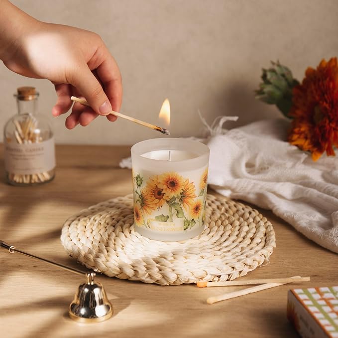 ROMIIE ZOI Fall Candle - Sunflower Fields - 6oz Soy Wax Candle for Autumn, Floral Aroma - Cozy Gift for Women and Men, Home Decor