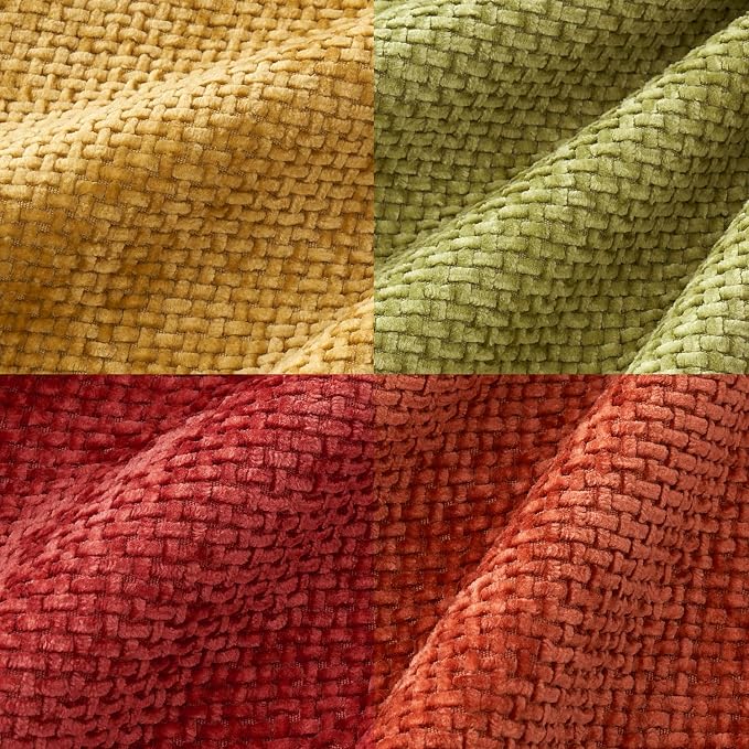 MIULEE Soft Decorative Chenille Fall Pillow Covers Rust Yellow Green 18x18 | Pack of 4, Rustic Decor, Autumn Harvest Set, Couch Throw Pillows, Farmhouse Boho Cushion Covers for Sofa Bed Living Room