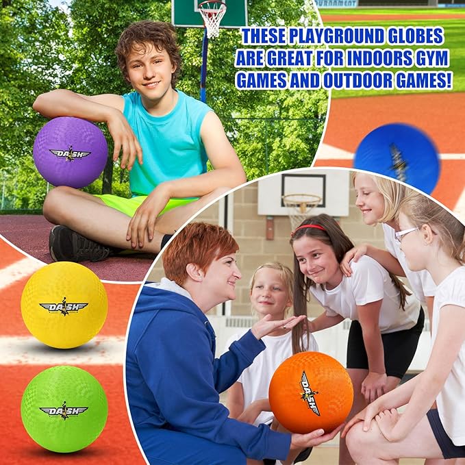 Jerify 8.5 Inches Playground Balls Kickball Bulk, Colorful Inflatable Sports Bouncy Balls, Dodgeball, Kickball for Official Play, and Fun Indoor and Outdoor Toys and Gift