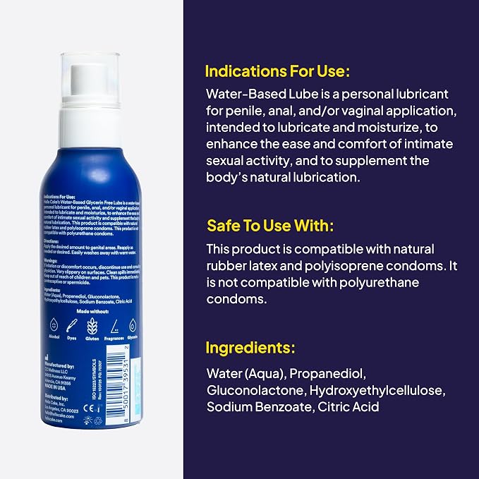 Hello Cake Water-Based Lube – pH Balancing Personal Lubricant - Glycerin-Free, Non-Sticky, & Long Lasting Glide for Men, Women, and Couples, 3.3 fl oz