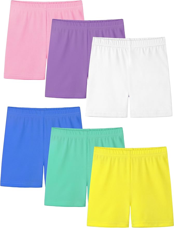 Resinta 6 Pack Girls Bike Shorts Under Dress Dance Cartwheel Shorts for Toddler Kids Summer Clothes Multicolor