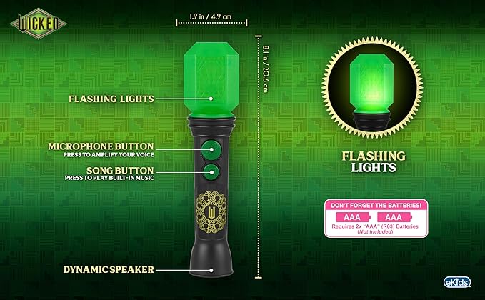 eKids Wicked Microphone Toy, Includes Built-in Music and Lights, Designed for Fans of Wicked Toys