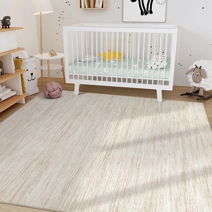 Nakagishi Boho 6x9 Area Rug Living Room Rugs Machine Washable Beige | Soft, Pet & Kid Friendly, Carpet for Living Room/Bedroom/Office/Kitchen/Nursery, Daily Home Decor Stain Resistant Moroccan