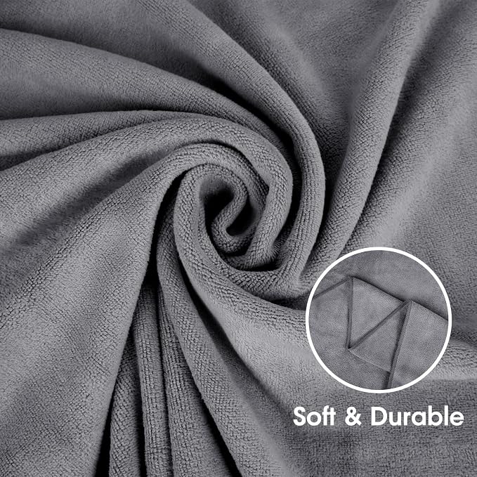 JML Microfiber Towels, Bath Towel Set 4 Pack, 27" x 55" - Super Absorbent, Fast Drying Bathroom Towel for Hair, Swimming, Fitness, Sport, Yoga -Grey