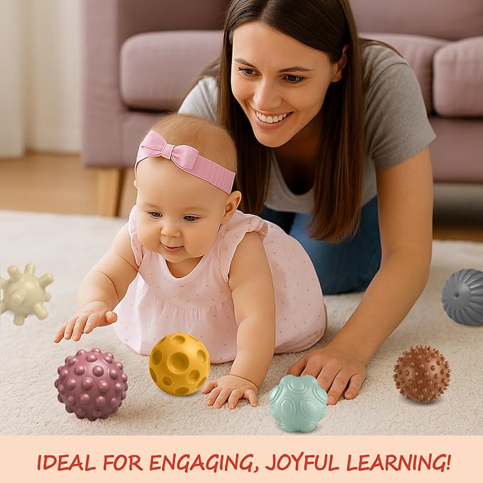 Sensory Balls for Babies 6-12 Months, 6PCS Textured Ball Set | BPA-Free, Soft Infant Toy for Baby Development, Tummy Time, Fine Motor Skills, Early Learning Gift for Baby
