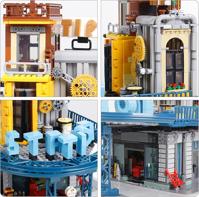 1859PCS City Serving Station Mini Building Blocks Toys not Compatible with Lego citys Size,Creative Street and Cars View Architecture Building Sets,Perfect Choice for 14+ Boys, Girls or Adults