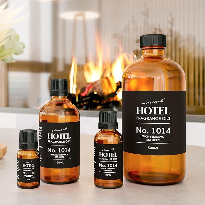 AirScent Hotel Diffuser Oil No. 1014 - Iconic 5-Star Hotel Blend - 10 mL | Lemon Bergamot Sea Breeze - Coastal Hotel Scent - Fragrance Oil for Ultrasonic and Waterless Diffusers and Crafting