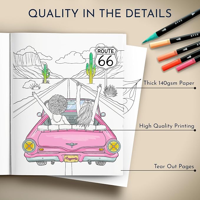 Coloring Books for Adults Relaxation (2 Pack) – Inspirational Quotes with 60 Peaceful Designs on Thick 140gsm Paper – Adult Coloring Book for Women, Stress Relief and Mindful Self-Care Gift Set