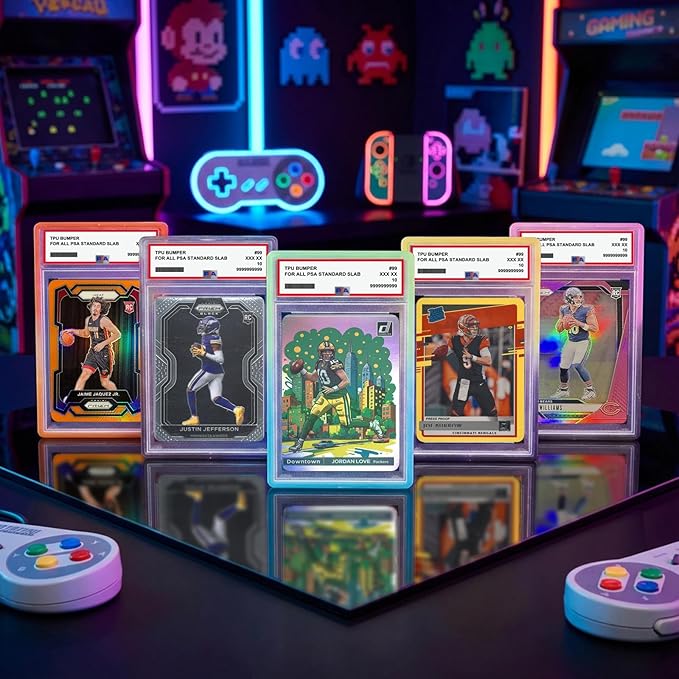 NAKIS Slab Guard for PSA Graded Cards, 5-Pack TPU Slab Protector Graded Guard Bumper Guard for PSA Graded Card Only, Gradient Color Glitter Limited Edition, (5) Multi-Color
