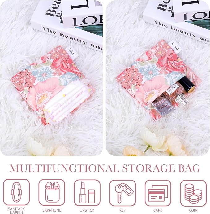 DGAZ Sanitary Napkin Storage Bag, Period Bag for Teen Girls, Portable Purse Bag for Panty Liners/Menstrual Cup/Small Tampons