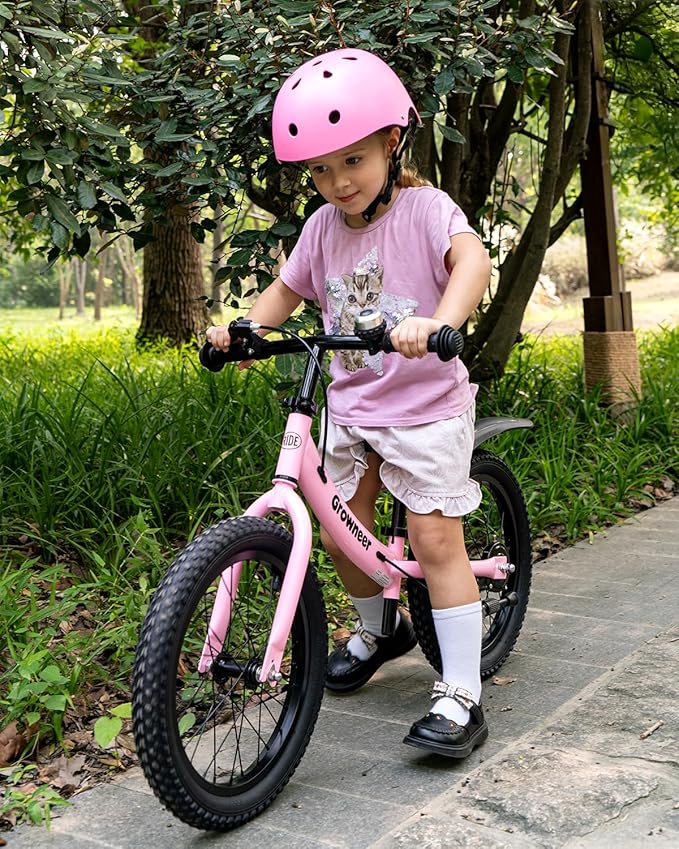 GROWNEER 16" Kids Balance Bike for 4-8 Year Old Boys Girls, Lightweight High Carbon Steel Frame Bicycle, Adjustable Padded Seat & Handlebars, Rear Brake, All-Terrain