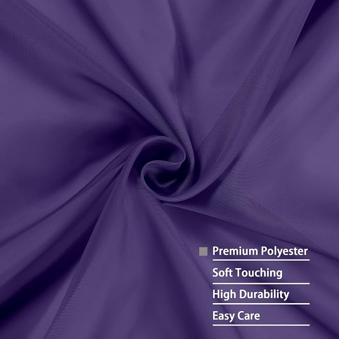 OWENIE Purple Sheer Curtains 63 inch Length 2 Panels Set, Rod Pocket Voile Fimly Sheer Drapes for Living Room/Bedroom, 2pcs, Each 42" W x 63" L