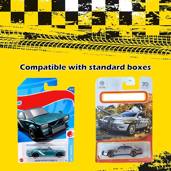 12 Pack Clear Model Car Display Case - Holds up to 120 Cars, Compatible with Hot-Wheels Packaged Diecast Blister, Toy Storage Organizer Wall Mount Display Case