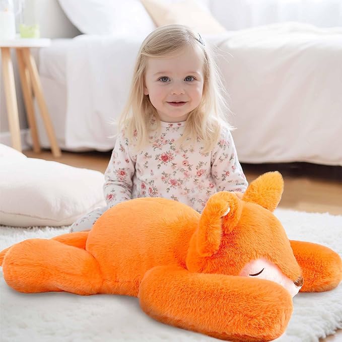Niuniu Daddy 24" | 5 Pound Fox Weighted Stuffed Animals, Large Fox Sensory Body Pillow Plush Toy, Weighted Lap Animals with Adults Kids & Soft Squishy Fur for Christmas