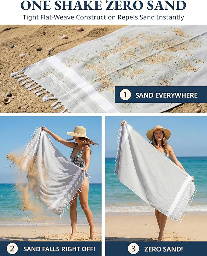 LANE LINEN Beach Towels 6 Pack, Bulk Beach Towels Oversized, Pool Towels for Adults, Pre-Washed, Sand Free Beach Towel, Fast Drying Beach Towel, 39"x71" - Classic Color