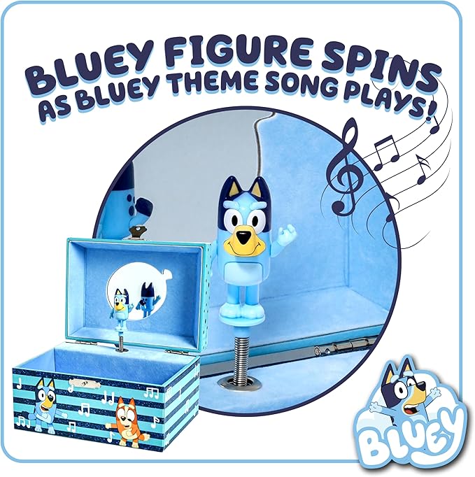 Bluey Jewelry Box for Girls - Musical Jewelry Box with Spinning Figurine, Bluey Toys for Kids Ages 3-5 - Plays Bluey Theme Song - 6 x 4.7 x 3.5 in