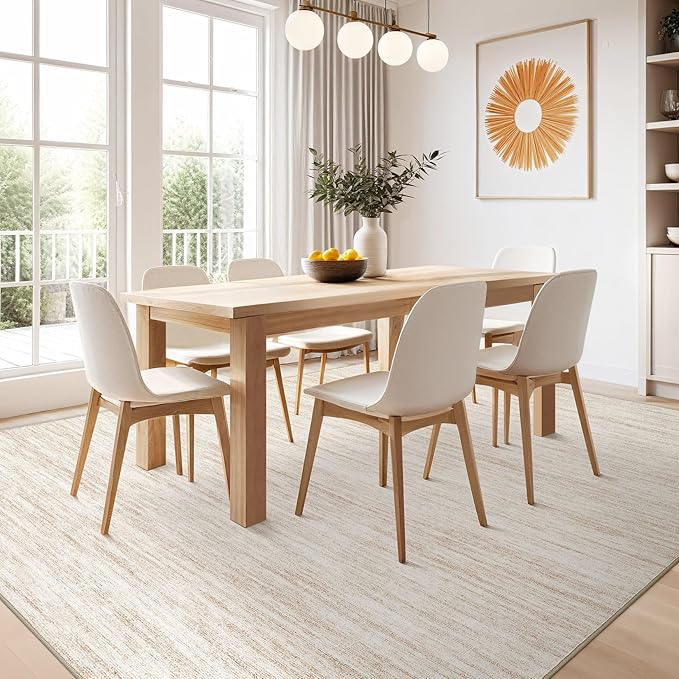 Nakagishi Boho 8x10 Area Rug Living Room Rugs Machine Washable Beige | Soft, Pet & Kid Friendly, Carpet for Living Room/Bedroom/Office/Kitchen/Nursery, Daily Home Decor Stain Resistant Moroccan
