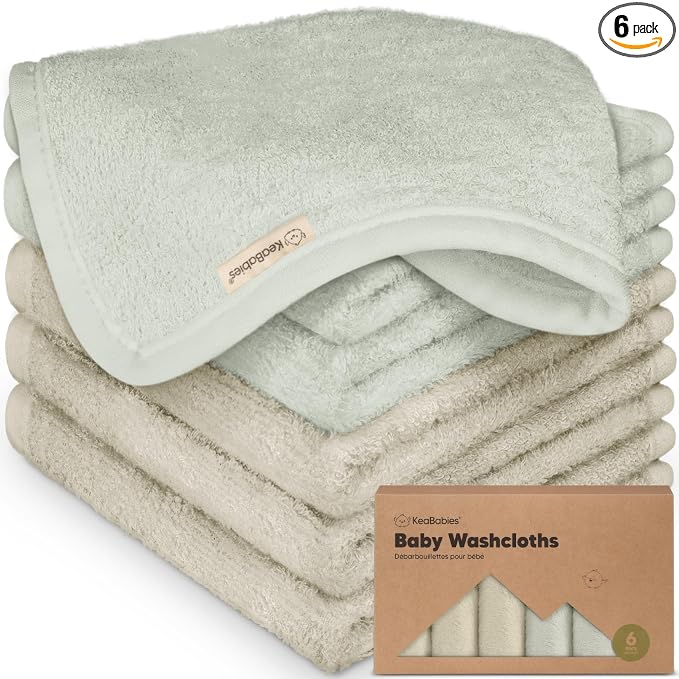 6-Pack Baby Washcloths – Soft Absorbent Viscose from Bamboo Washcloths for Face, Body, Baby Towels for Newborn, Kids, Toddlers, Infant,Gentle on Sensitive Skin,10x10 Reusable Face Towels(Stone/Dove)