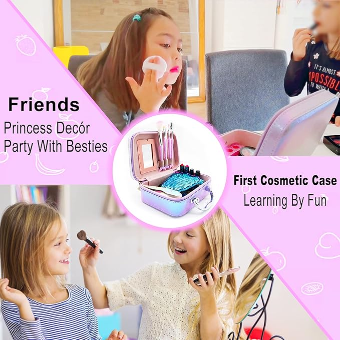 Kids Makeup Set for Girls - Non Toxic Washable Mermaid Makeup Kit, Little Mermaid Toys for Girl 5-7, 8-12，Princess Dress up Beauty Vanity Set，Ideal Party Gifts for Halloween Christmas and Birthday