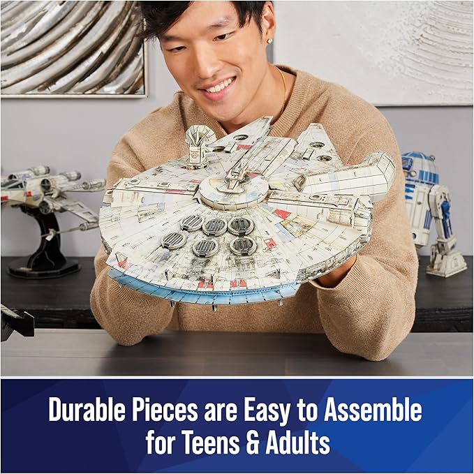 4D Build Star Wars Millennium Falcon 3D Model Kit, 𝖲tar Wars Gifts, Ѕtar Ｗars Toys Desk Decor for Star Ｗars Fans & Collectors, Adults & Teens 12+