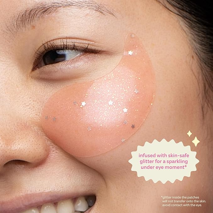 The Crème Shop Gelly Brightening Under Eye Patches, Hydrogel Eye Masks, Hydrating and Depuffing with PDRN & Strawberry Extract, Korean Skin Care, 60 Count (30 Pairs)