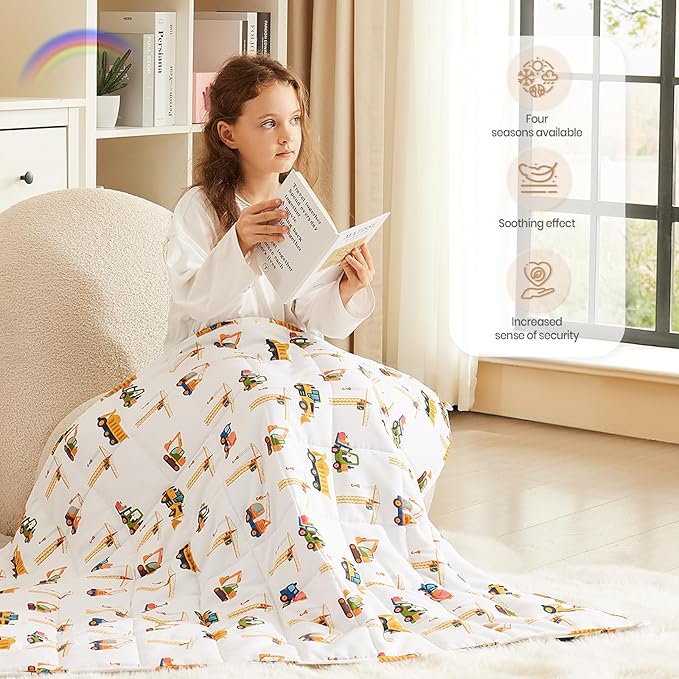 Weighted Blanket - 7 lbs Engineering Vehicles Heavy Blanket - Small Size Breathable Lap Blanket(41"x60", 7 lbs)