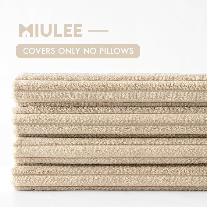 MIULEE Soft Corduroy Decorative Throw Pillow Covers Beige 20x20 | Set of 4, Mordern Nordic Home Decor, All Same Color Set, Boho Farmhouse Cushion Covers for Couch Bed Sofa Living Room