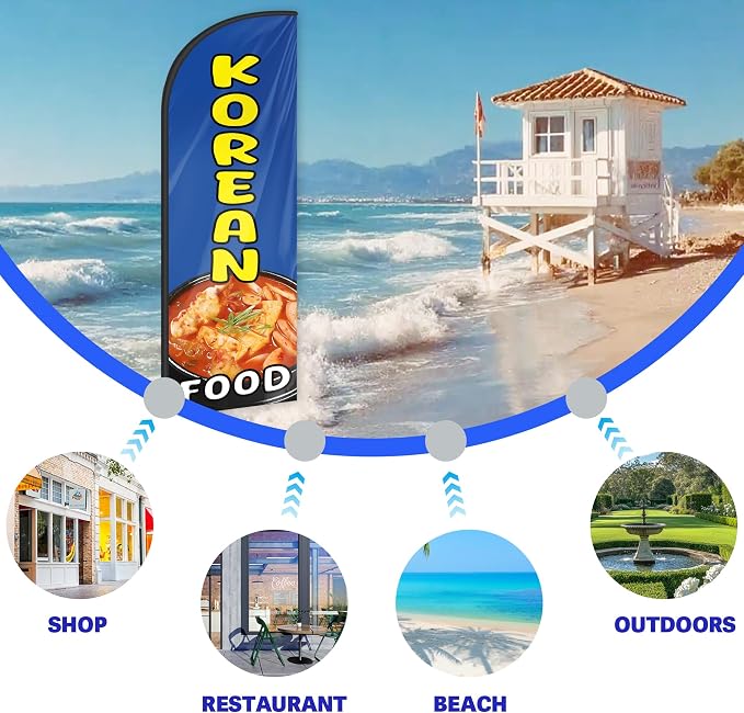 Korean Food Feather Flag for Storefronts Fairs,6 FT (Flagpole Not Included) | Business Advertising Flag