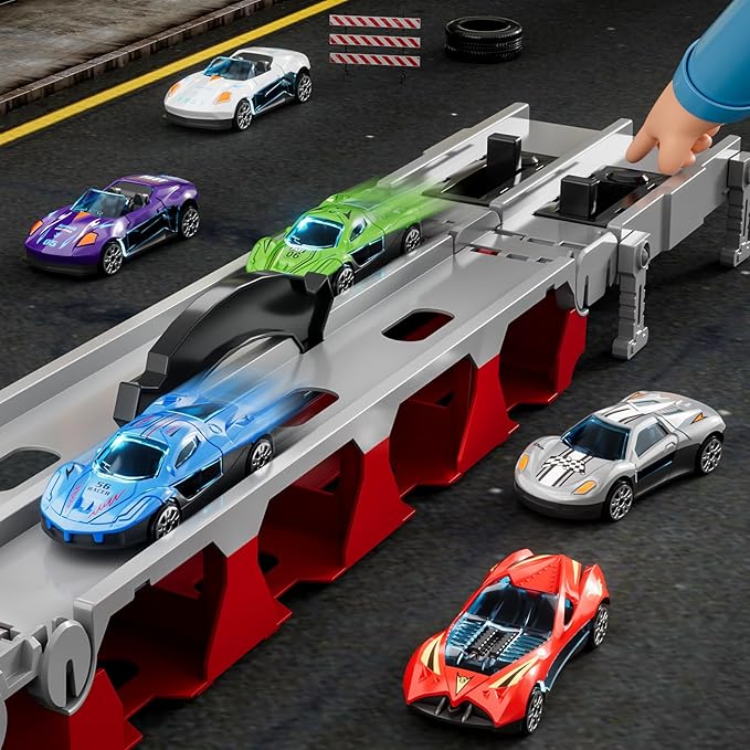 78 inches Transport Truck with 24pcs Die-Cast Cars Toys, Cars Toddler Toys Gifts for 2-7 Years Old Boys & Girls, Blue Modern Truck Toys