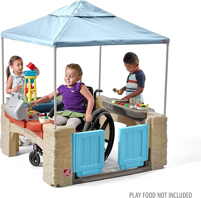 Step2 All Around Playtime Patio with Canopy Playset – Shaded Outdoor Playhouse for Kids with Realistic, Interactive Features, Room for Multiple Toddlers to Play – Dimensions: 60" H x 47.5" W x 47.5" D
