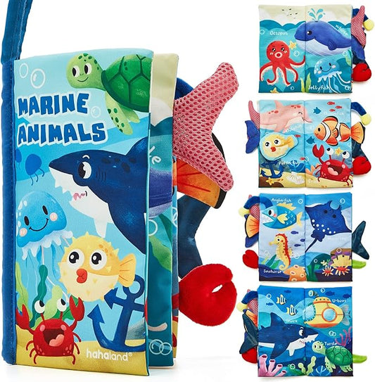 hahaland Baby Books 0-6 Months, Infant Tummy Time Toy Baby Toys 6 to 12 Months Touch Feel Book Baby Gifts for Boy Girl 0-3 Months Learning Toy Baby Valentine Birthday Easter Basket Stuffers(Single)