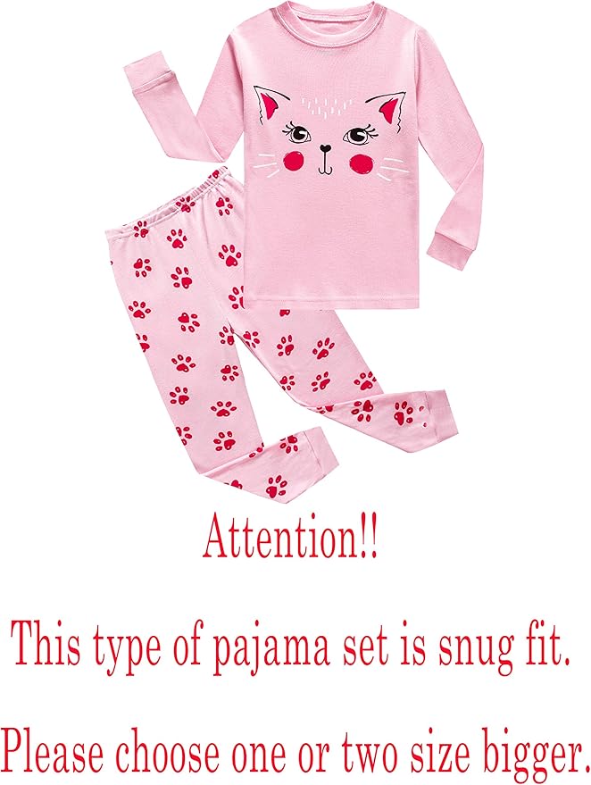Family Feeling Kids & Toddler Girls Boys Pajamas 2 Piece Pjs Set 100% Cotton Sleepwear
