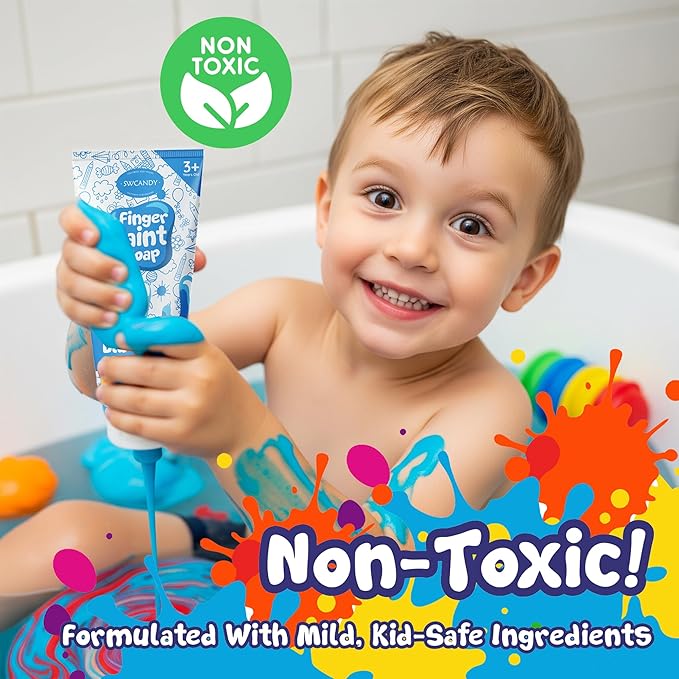 Bath Paint Soap Toys Kids Toddler 6 Pack Non-Toxic Washable Bathtub Paint for Finger Painting on Tub Walls Toy for Creative Play Fun Bath Art
