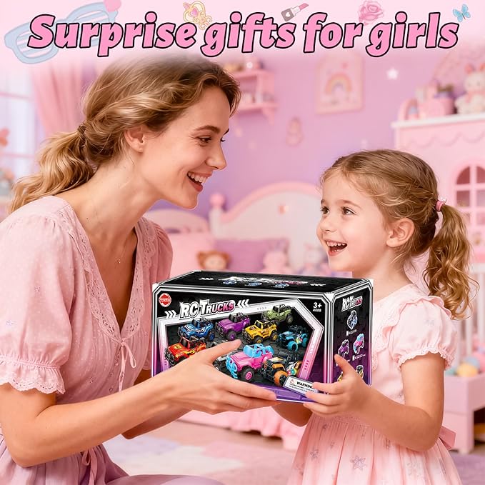 Ynybusi Remote Control Car RC Truck with DIY Stickers and Doll, 1:20 Scale Remote Control Monster Truck, 2.4Ghz LED Light Off-Road Racing Cars, for Kids Boys Girls 6 7 8 9 10 Years Old