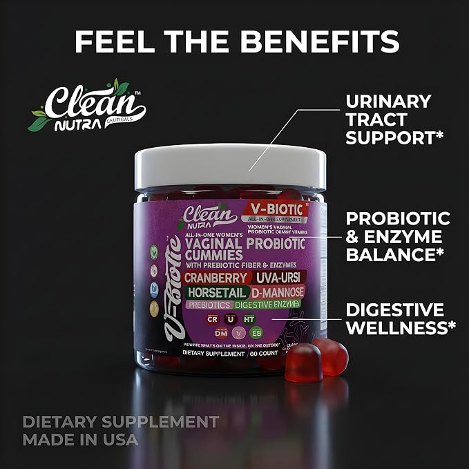 Vaginal Probiotic Gummies For Women | Prebiotics Cranberry D-Mannose Uva-Ursi Digestive Enzymes | Vaginal Health Supplement pH Balance to Promote Healthy Vaginal Odor & Flora Cranberries Gummy Vitamin