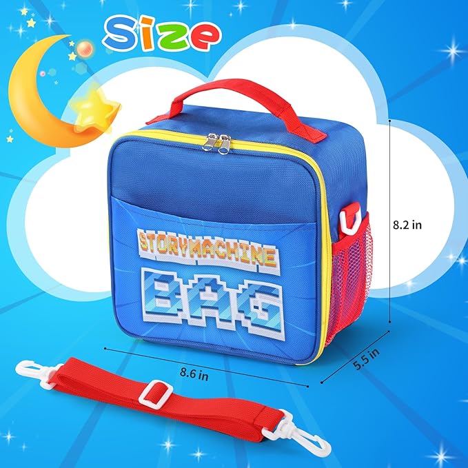 Storage Case for Little Tikes Story Dream Machine Books Starter Set, Toys Storage Holder Travel Case for Many Story Collection, Storytime/Little Golden Book Accessories, Blue, 8.6x8.2x5.5