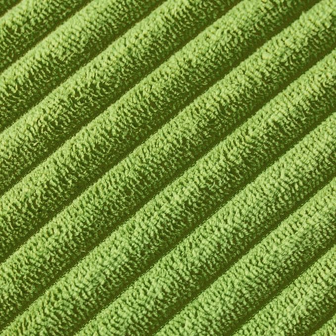 Fancy Homi Pack of 2 Lime Green Lumbar Decorative Throw Pillow Covers with Pom-poms, Soft Corduroy Solid Rectangle Cushion Cases Set for Couch Sofa Bedroom Car Living Room (12x20 Inch/30x50 cm)