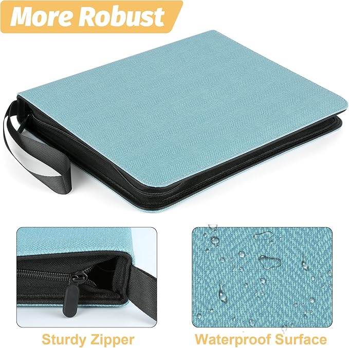 GERMUN 9 Pocket Card Binder, Premium Zip Trading Card Binder, 720 Double Sided Pocket PU Card Collection Binder, Collector Card Album, Card Folder for MTG, TCG, Sports Cards, Game Cards (Lake Blue)