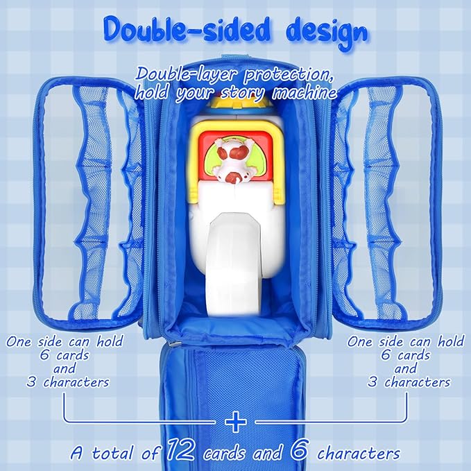 Carrying Case Compatible with Little Tikes Story Dream Machine Books Starter Set, Kids Toys Protective Bag with Handle and Shoulder Strap for Storytime, Little Character Collection(Blue)