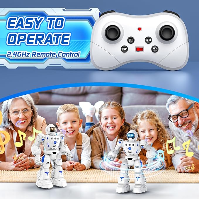 Robot Toys for Kids 3-5, Programmable Remote Control Robot with Walking, Sliding, Singing and Dancing, RC Gesture Sensing Control Smart Robots for Age 3-12 Kids Christmas Birthday