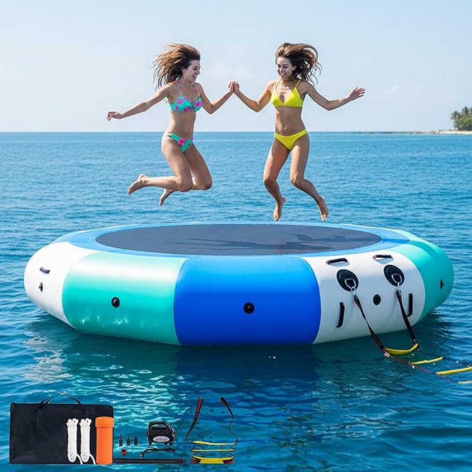 COOLWAVE Water Trampoline for Lake, Floating Trampoline for Lake Pool Ocean with Pump