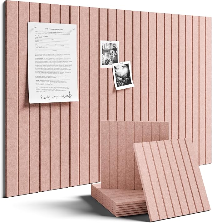 Fluxynara 36" x 24" Large Felt Bulletin Board, Pink | 6 Pack Cork Board Alternative with 30 Safe Adhesive Tabs, Pin Boards for Wall Decor, Home, Office, Classroom,Dorm