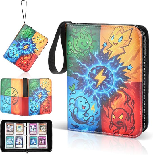 4-Pocket Trading Card Binder, 120 Pages Holds 480 Cards, PU Leather Side-Loading Card Album, Acid-Free Archival Sleeves, Durable Card Organizer for MTG, TCG and Sports Cards, Birthday & Christmas Gift